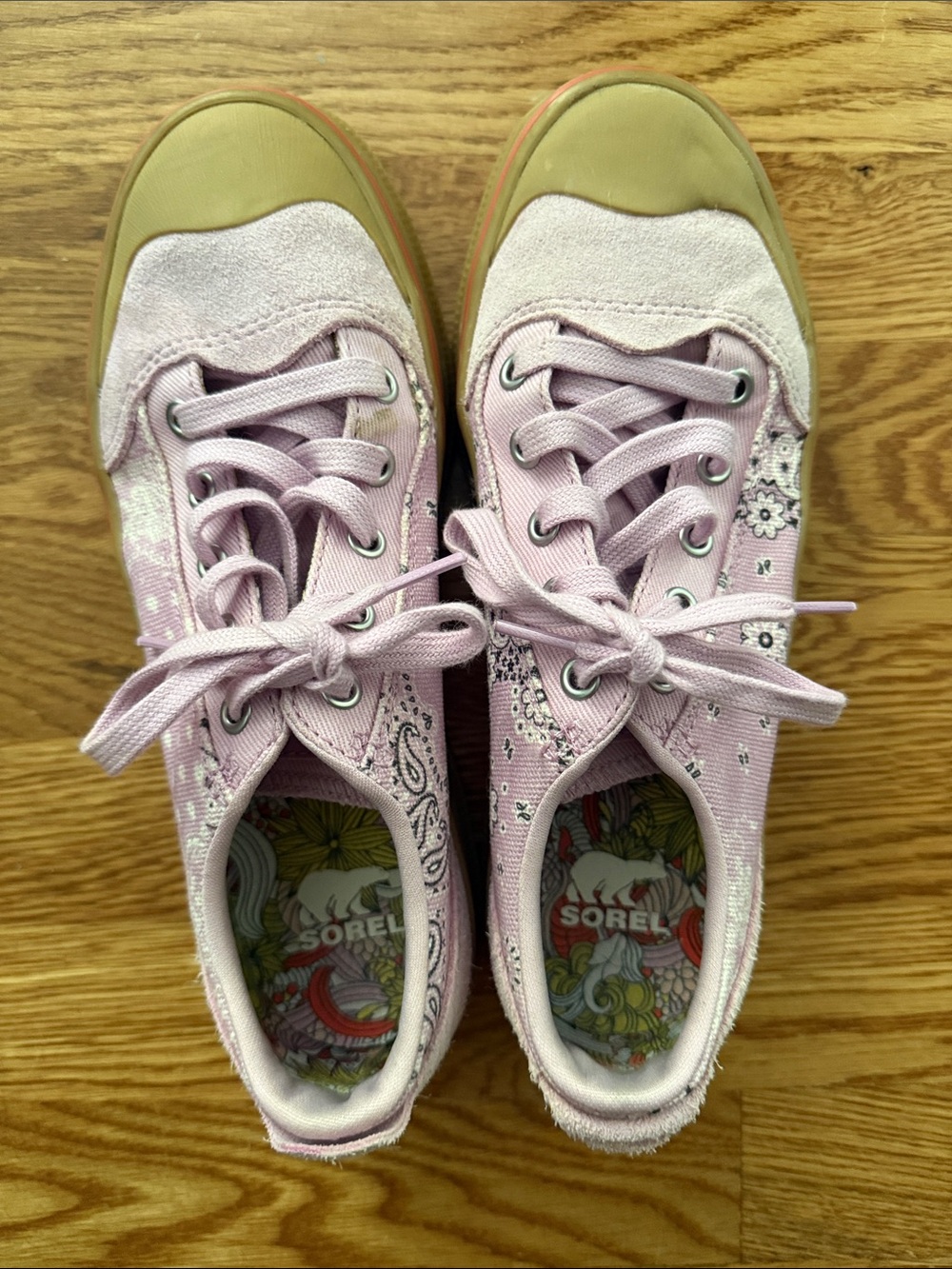 Sorel Women’s Pink Canvas Lace-Up Sneakers